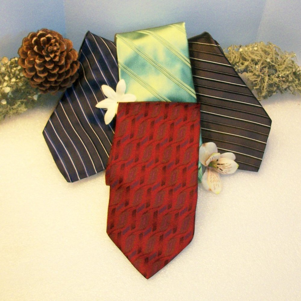 4 MURANO Extra Long Silk Ties Made in USA Blue I Black I Red I Green